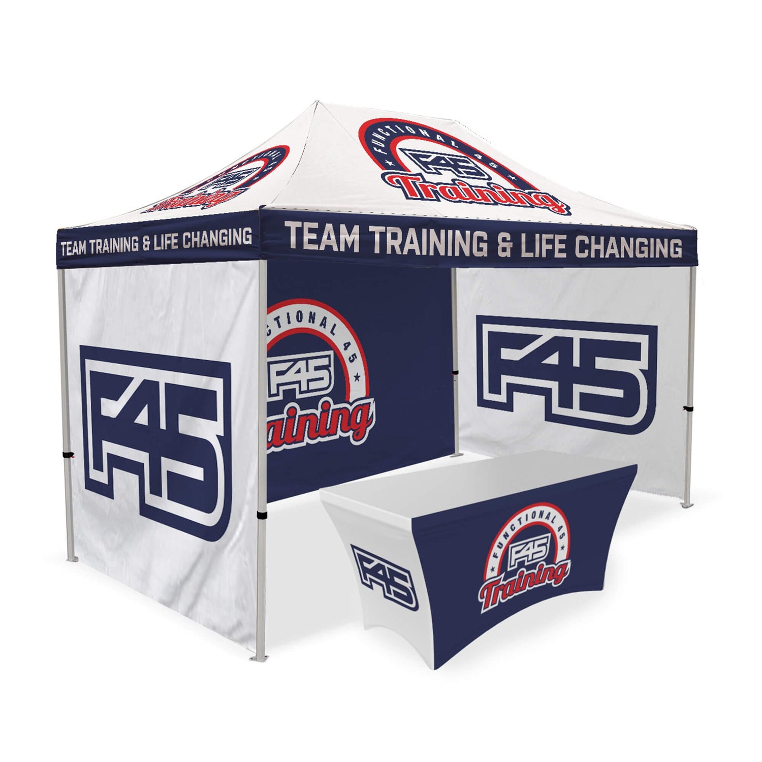 customized tents Custom Canopy Tent with Three Back Walls & Table Cover