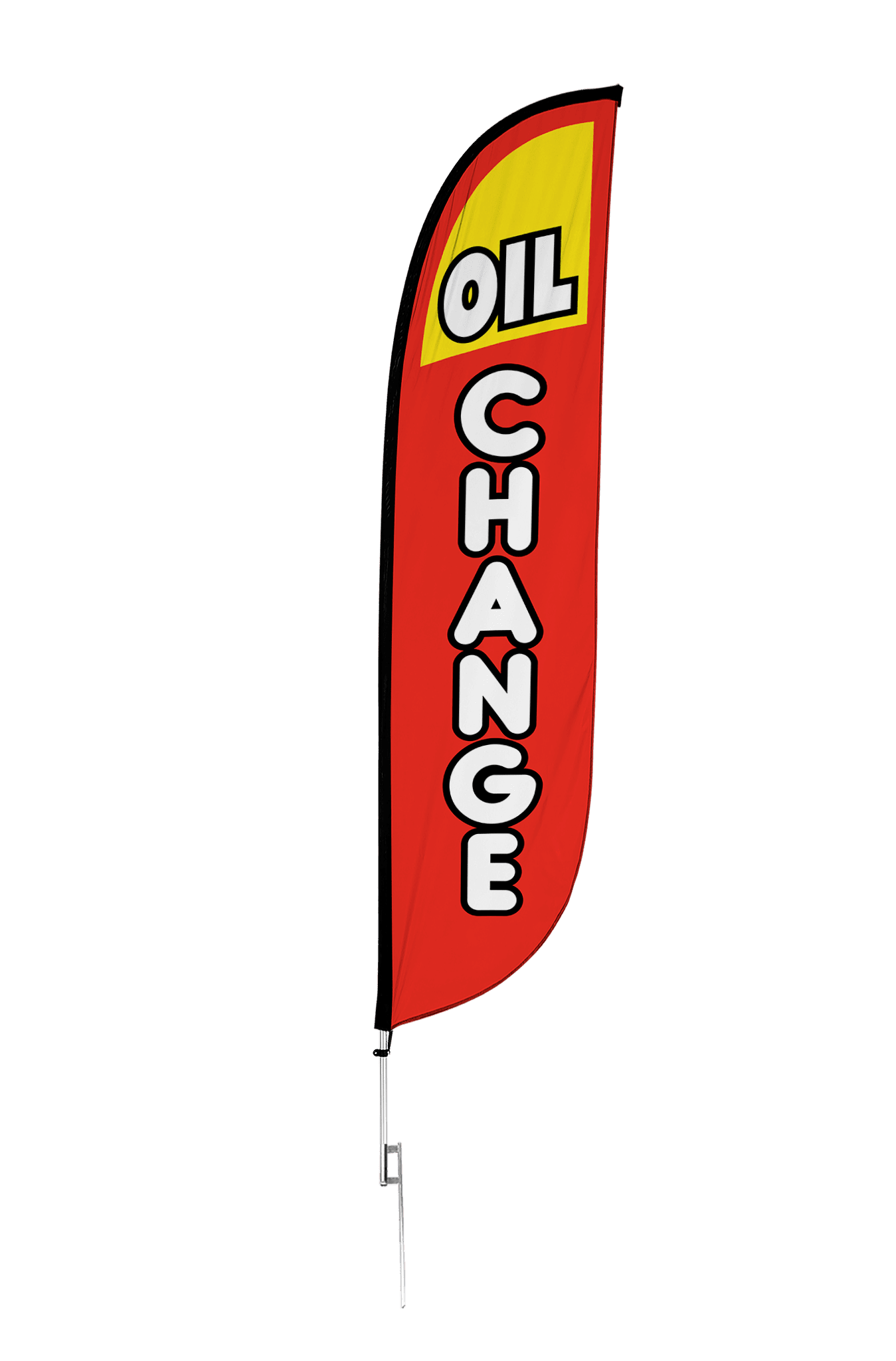 "OIL CHANGE" Windless Swooper Feather Banner Flag - 2.5ft X 11.5ft Checkered Design