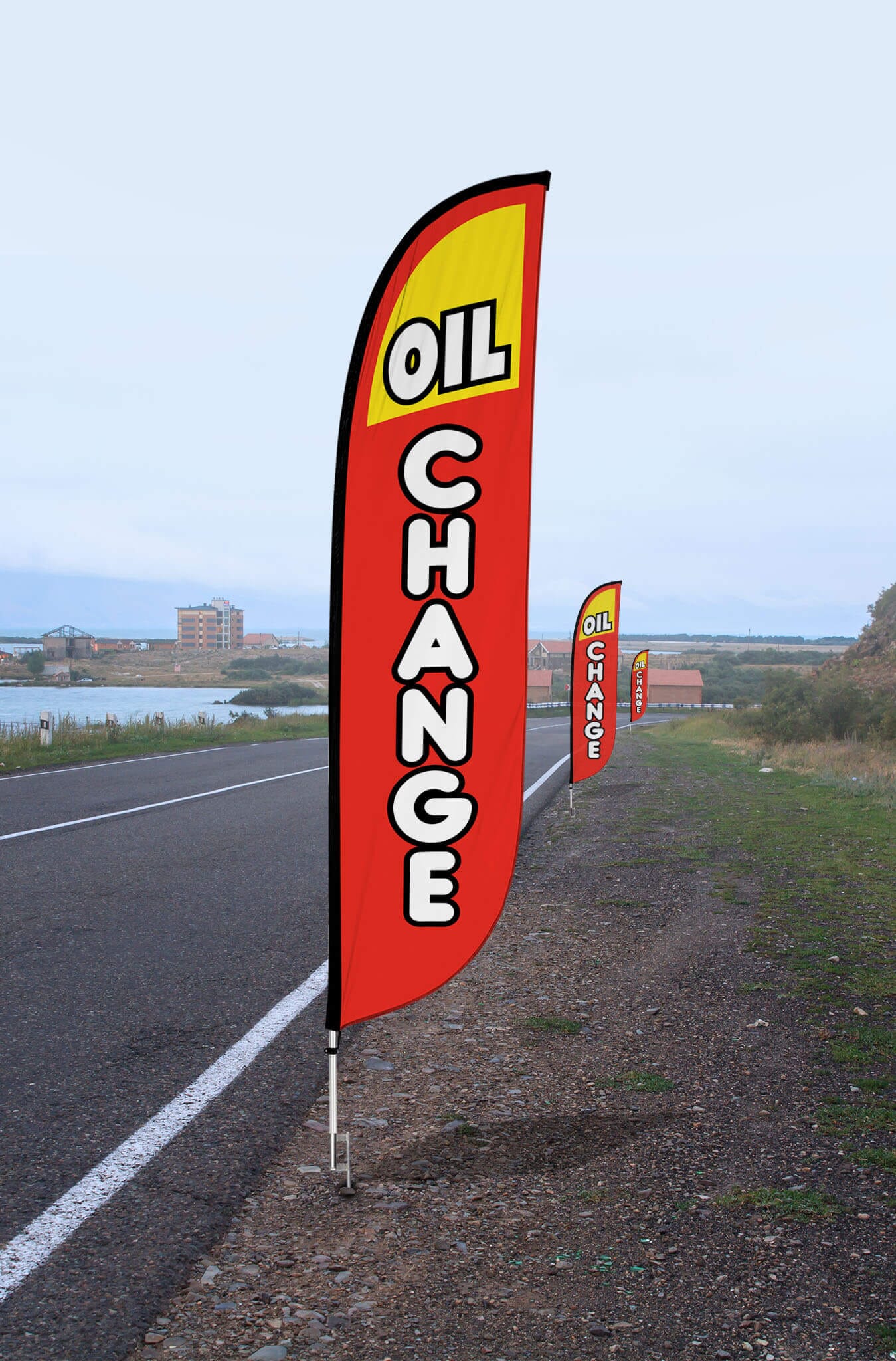 OIL CHANGE - Windless Swooper Flag Kit 15' Tall Feather OIL CHANGE - Windless Swooper Flag Kit 15' Tall Feather