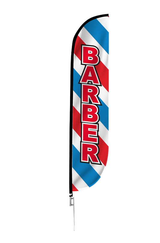 Barber Feather Flag - Barber Pole Style 
