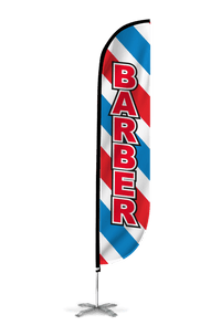 Barber Feather Flag - Barber Pole Style 