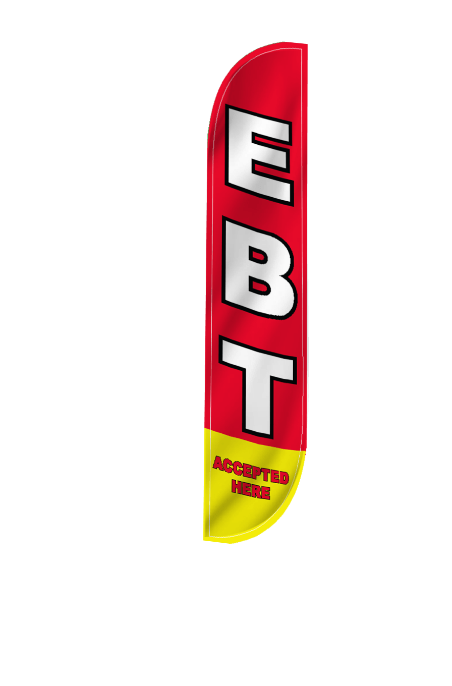 We Accept EBT Blue Feather Flag | 3ft W x 11.5ft H | Durable Super-Knit Polyester We Accept EBT Blue Feather Flag | 3ft W x 11.5ft H | Durable Super-Knit Polyester
