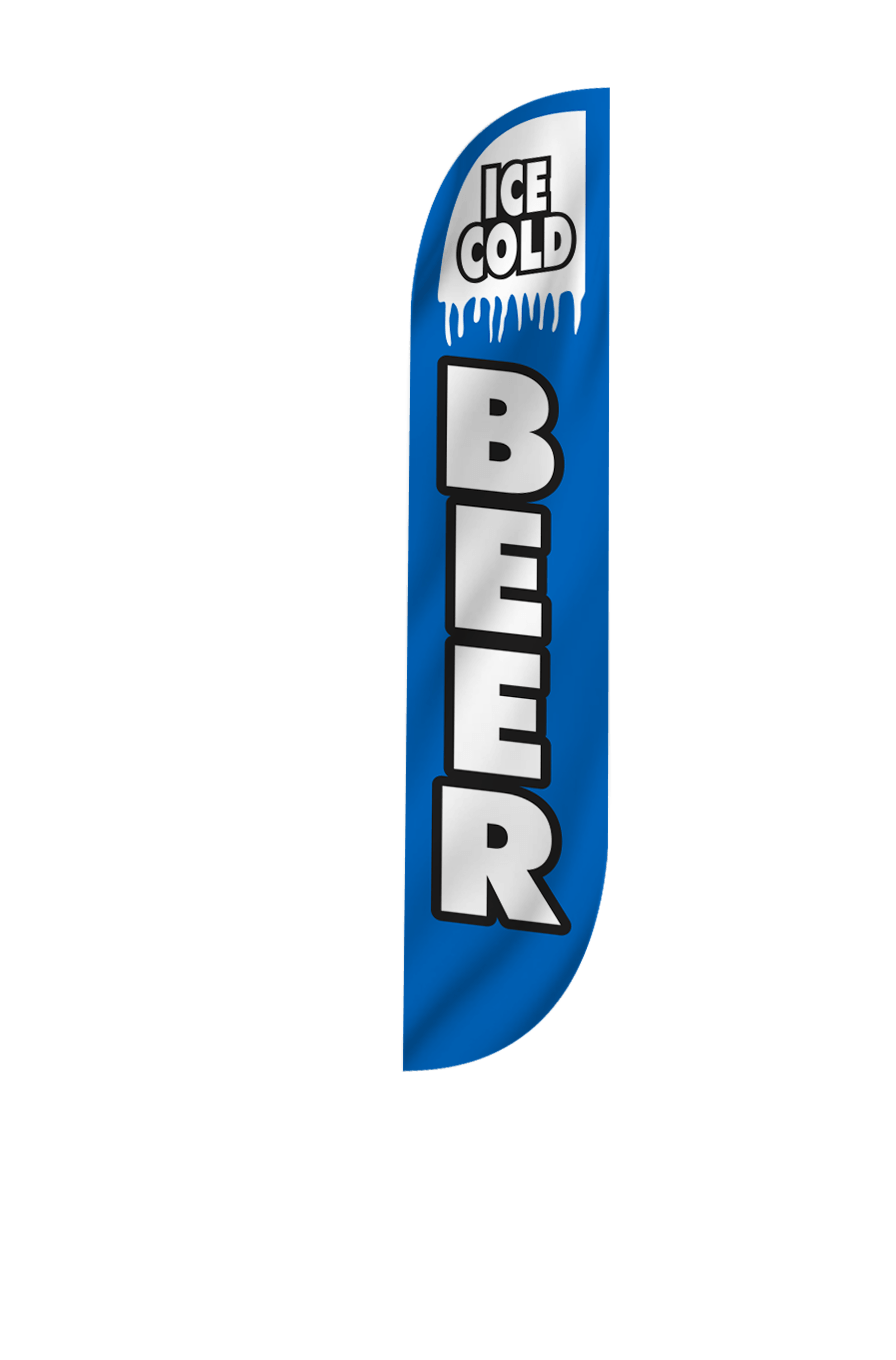Ice Cold Beer Feather Flag Banner Kit – Swooper Flag With Pole And Spike – FeatherFlagNation