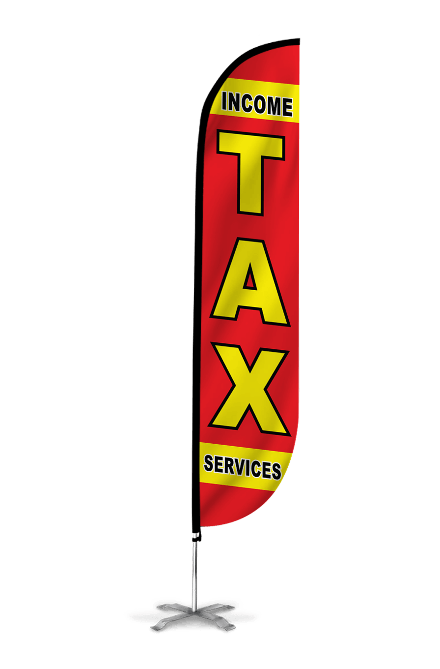 Income Tax Services Feather Flag in Red 