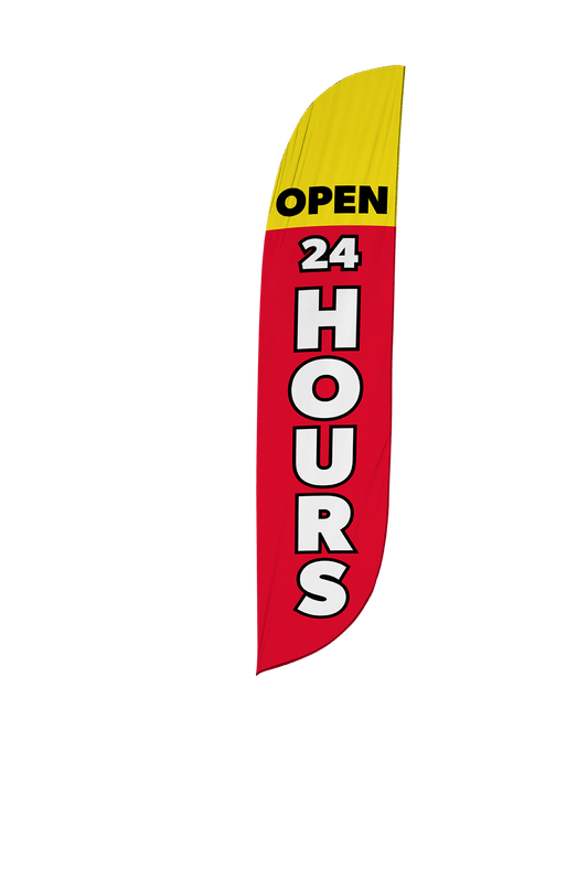 Open 24 Hours Feather Flag 