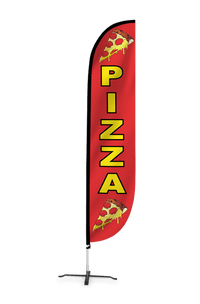 Pizza Slices Feather Flag Red 