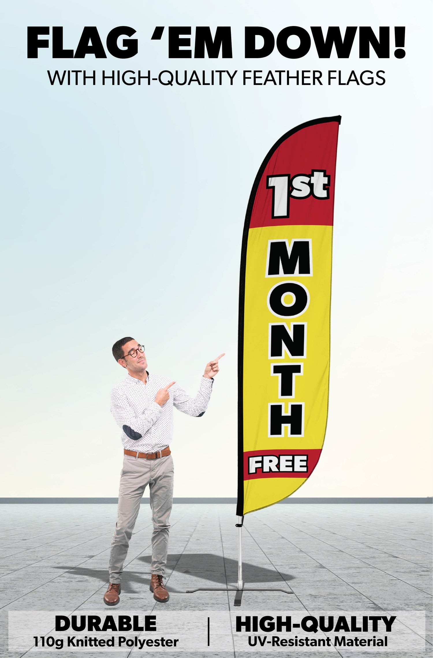 1st Month Free Feather Flag Yellow 