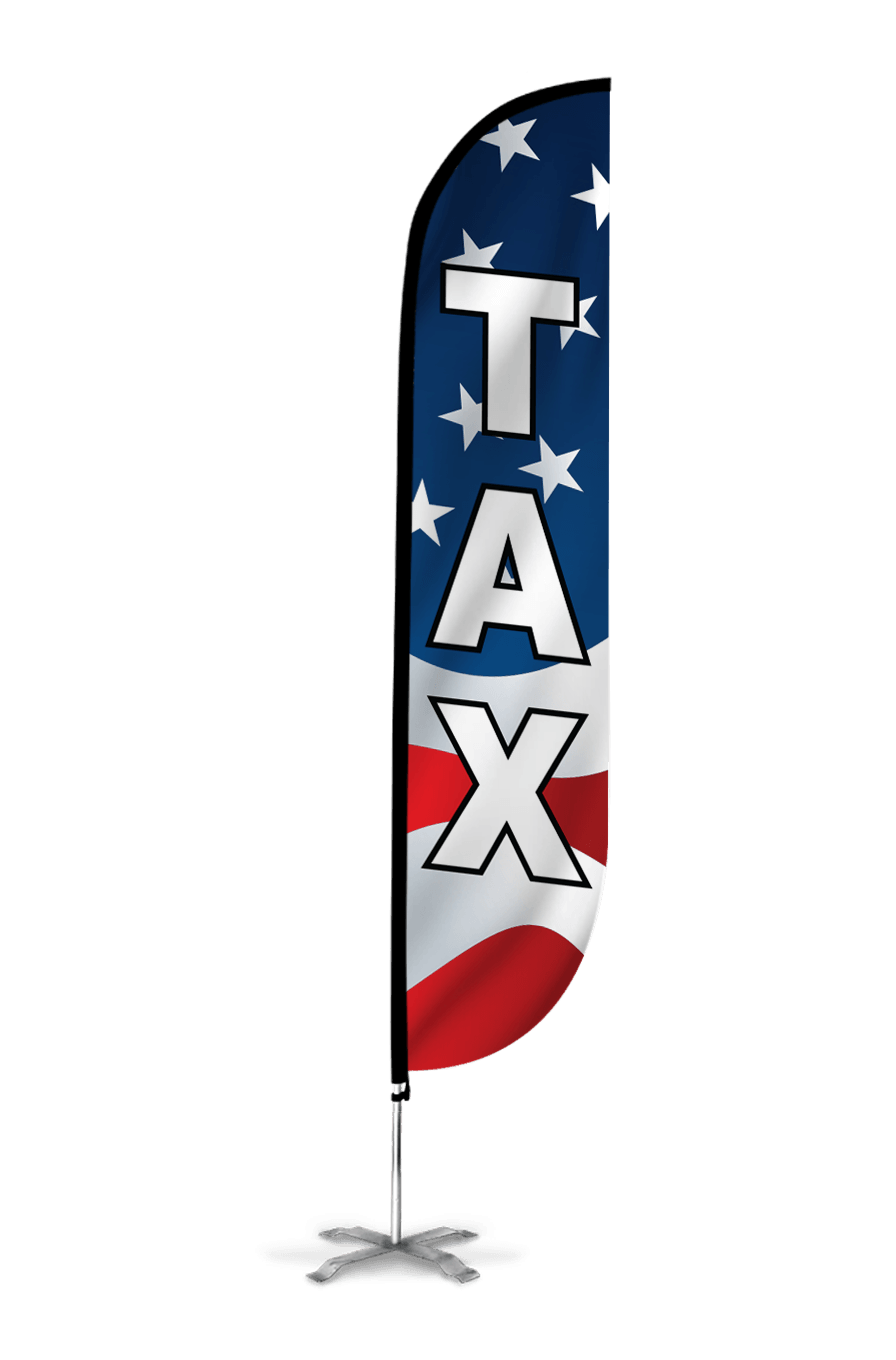 Tax Feather Flag - American Flag Design: Red, White & Blue 