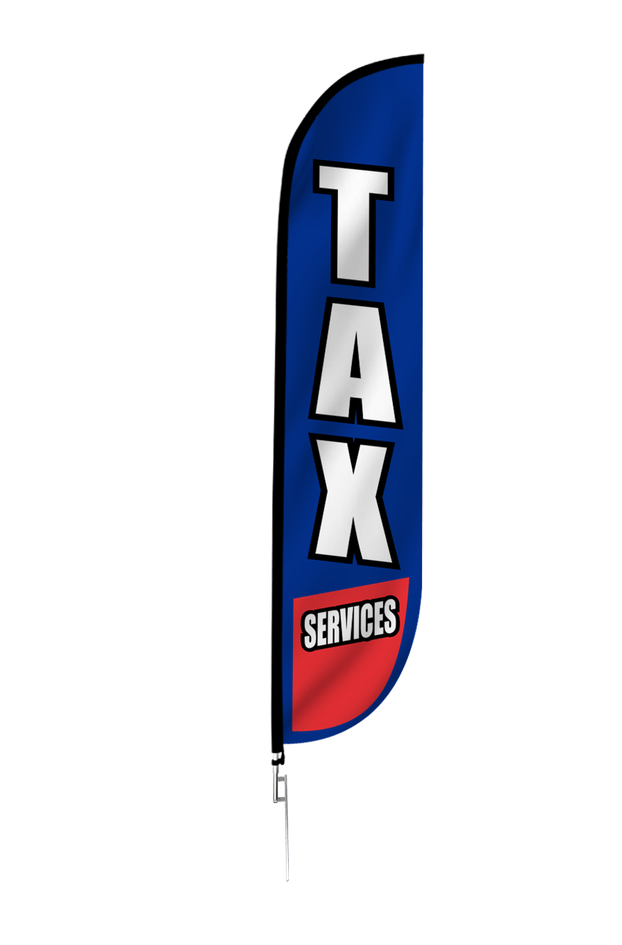 Tax Services Feather Flag in Blue & Red 