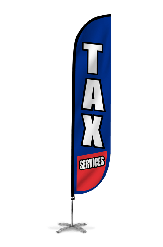 Tax Services Feather Flag in Blue & Red 