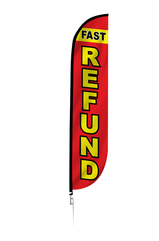 Fast Tax Refund Feather Flag in Red 