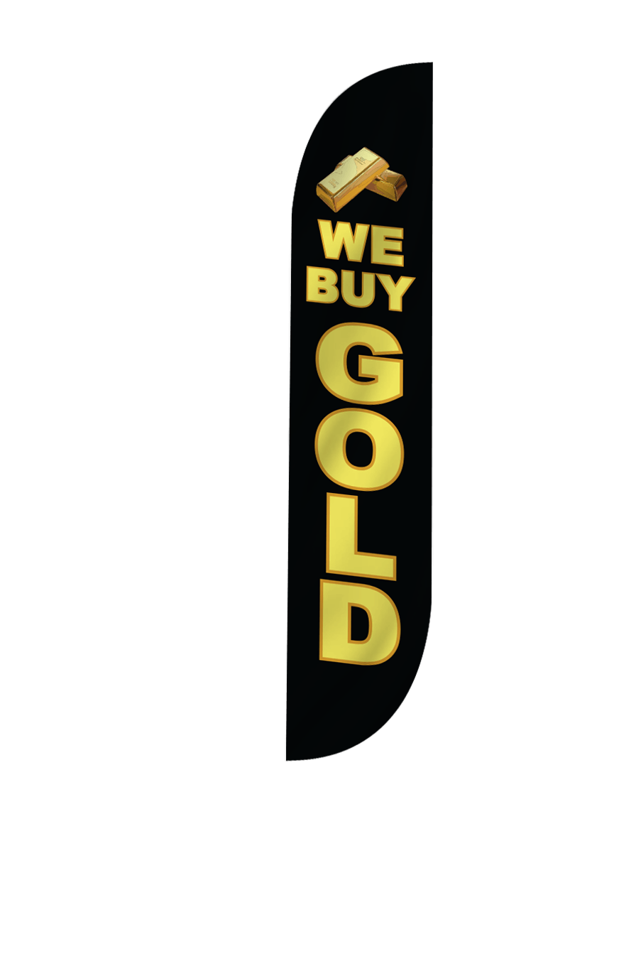 We Buy Gold Feather Flag Black 