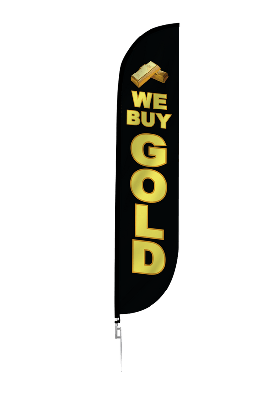 We Buy Gold Feather Flag Black 