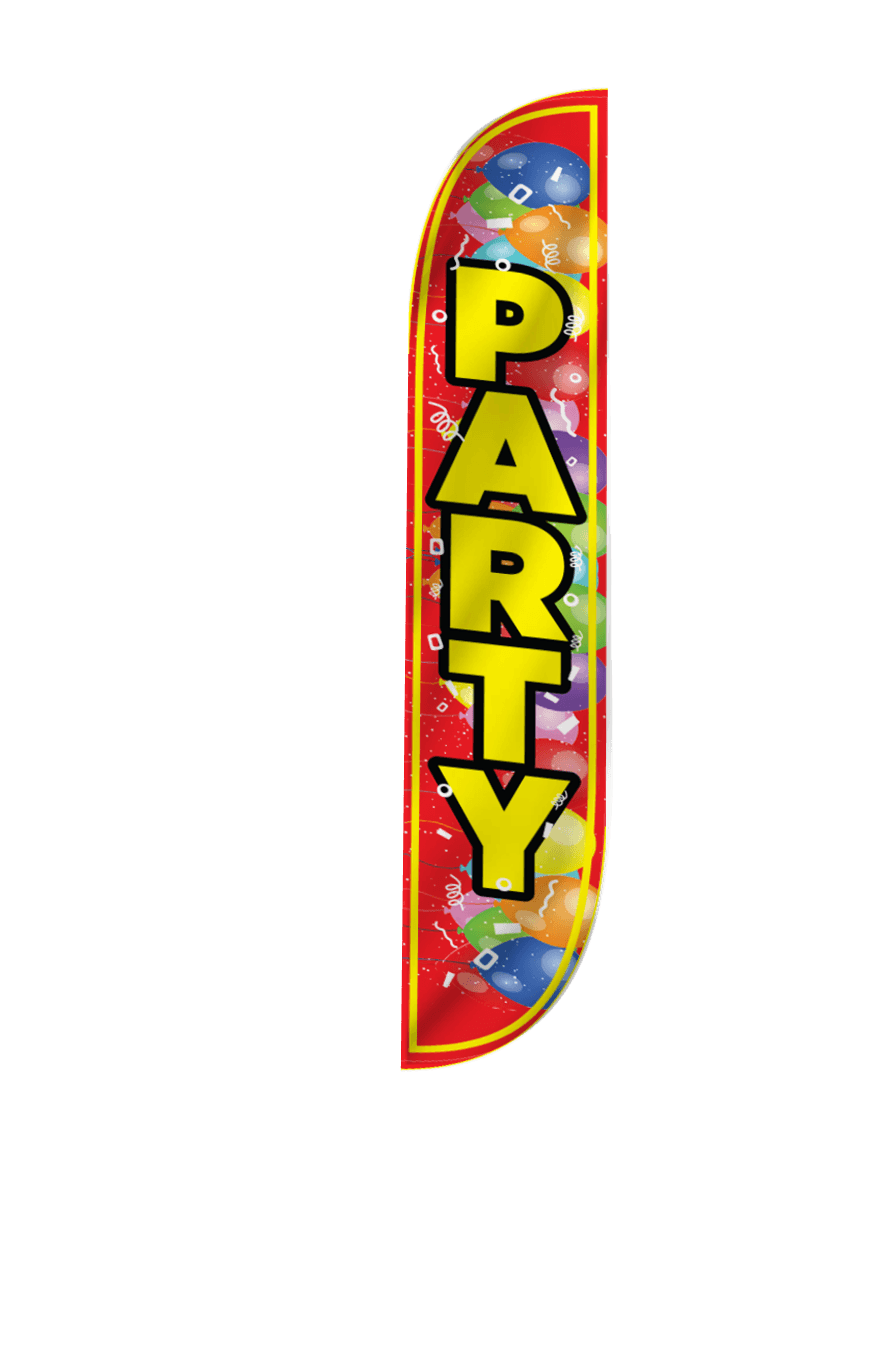 Party Feather Flag with Balloons 