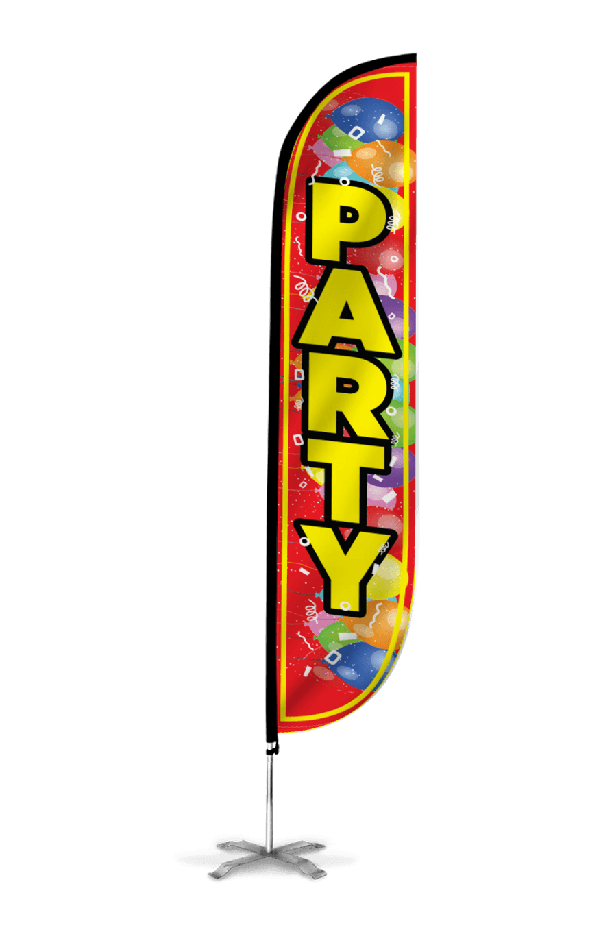 Party Feather Flag with Balloons 10M1200094