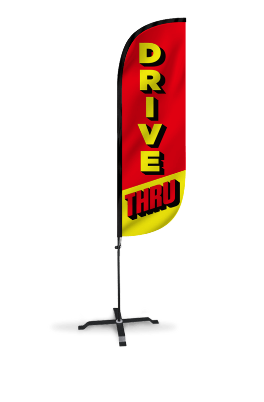 Drive Thru Red & Yellow Feather Flag 
