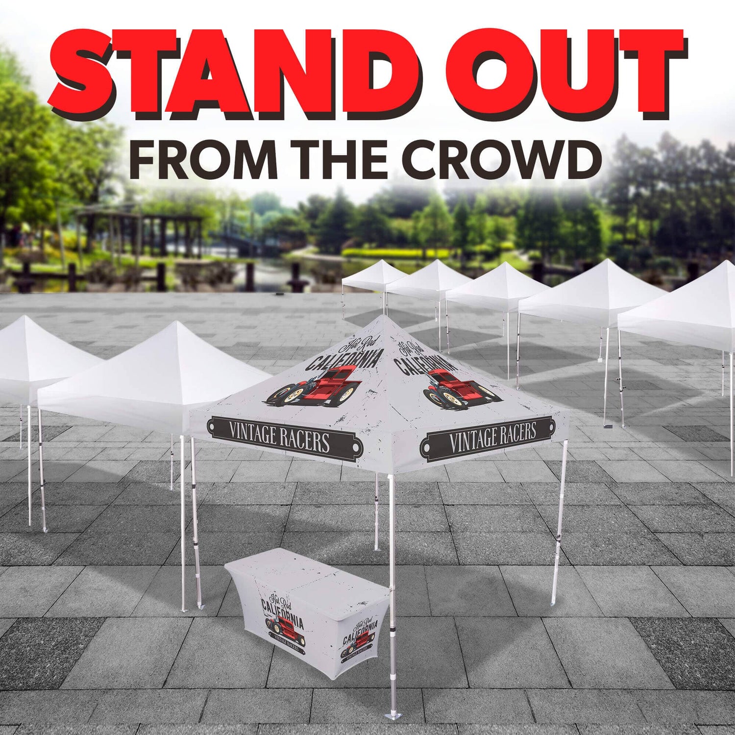 stand up in tent Custom Canopy Tent with Table Cover | Custom Tents