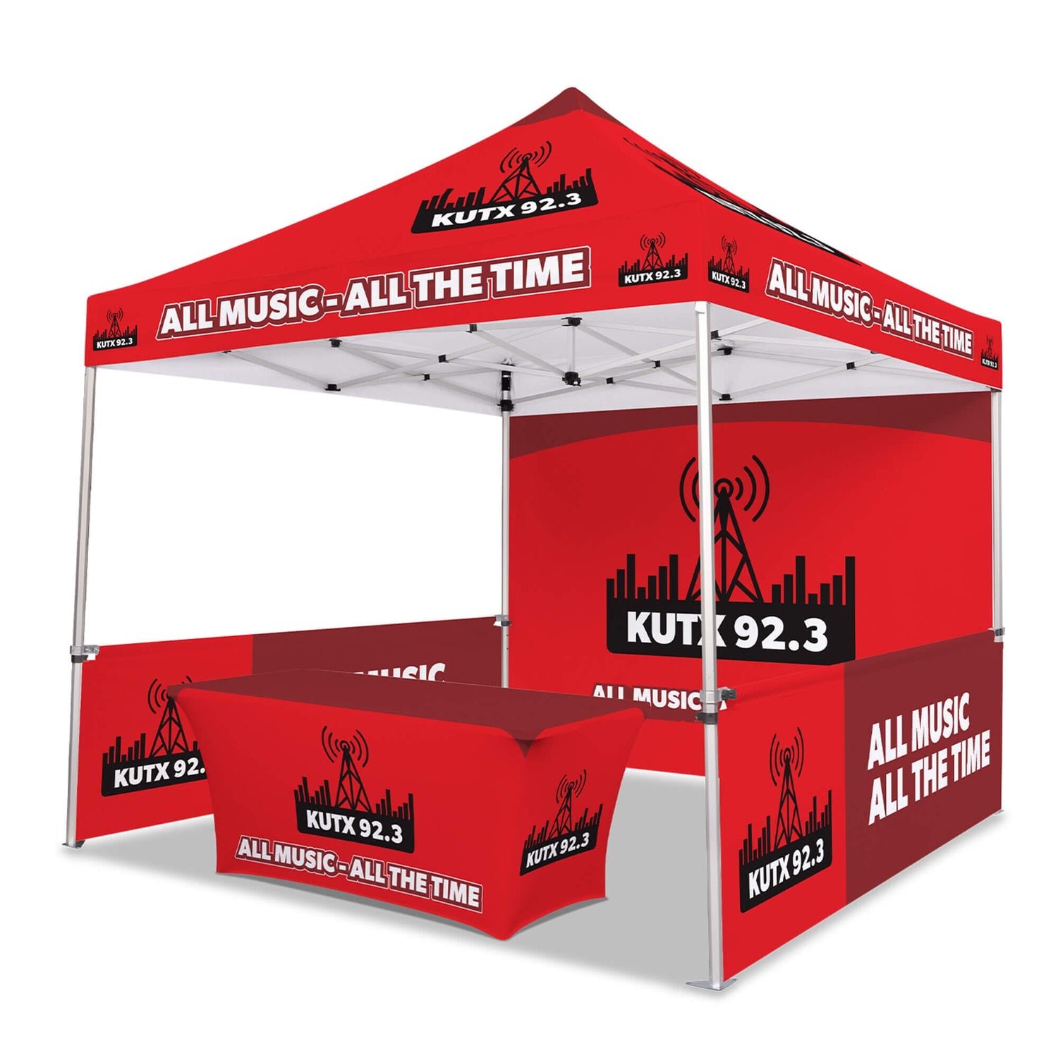 tent customized Custom Canopy Tent with Full Back Wall, Half Side Walls & Table Cover – LookOurWay