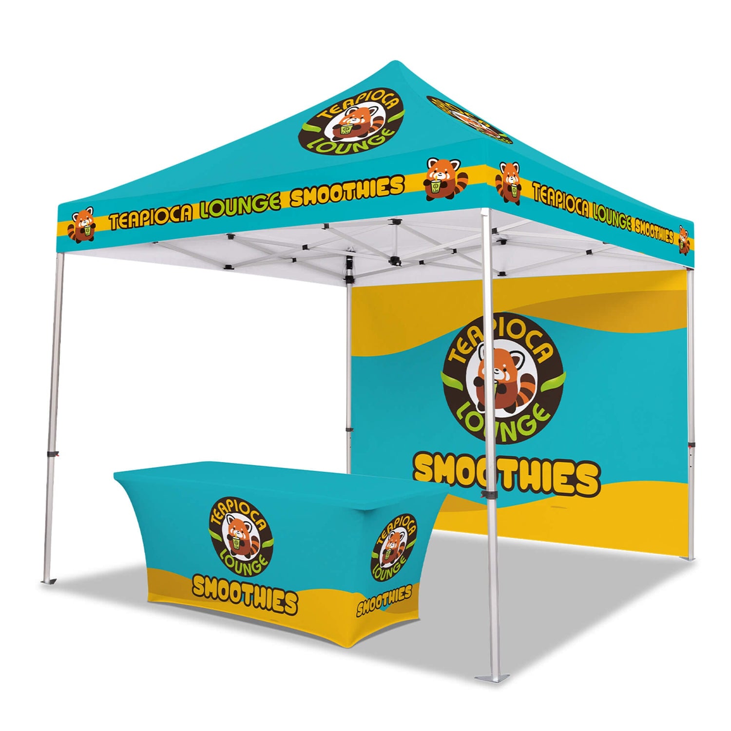 concept tent Custom Canopy Tent with Back Wall & Table Cover | Custom Tents