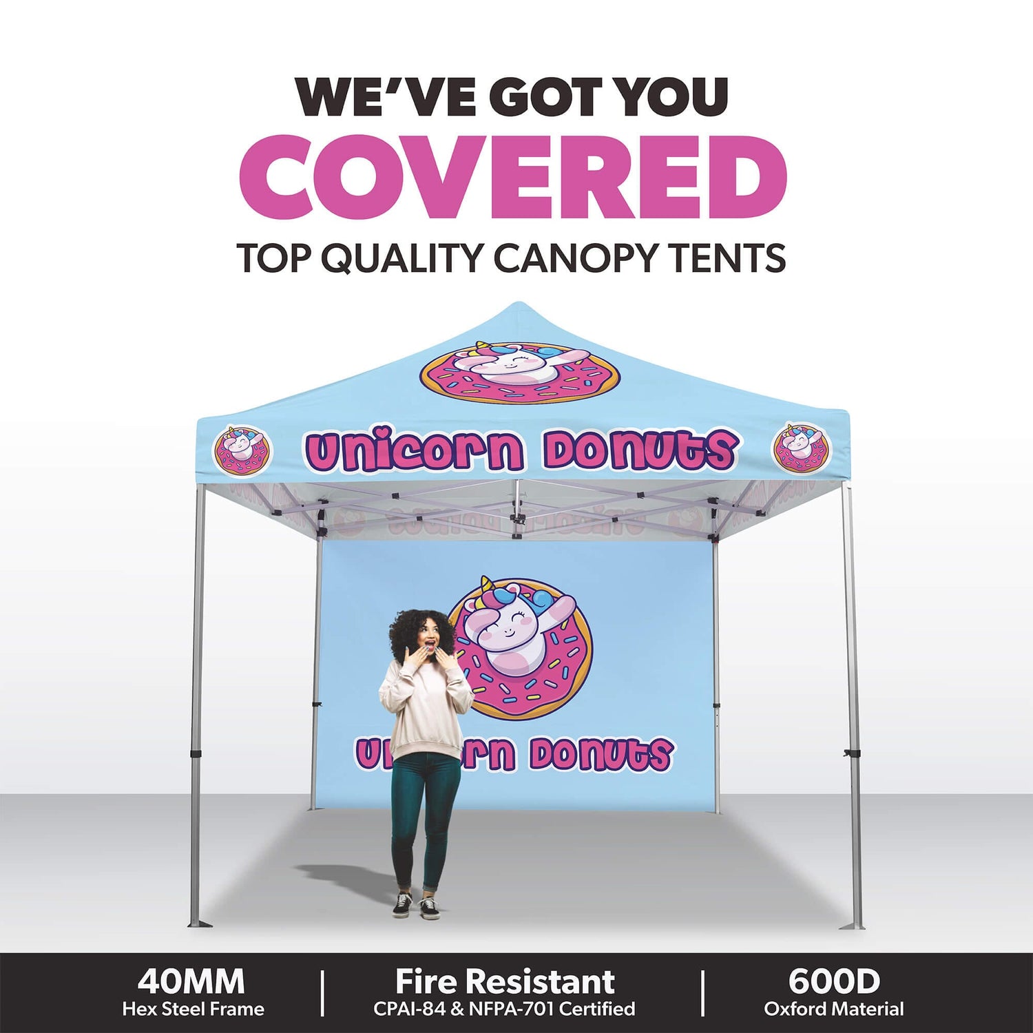 outside canopy tents Custom Canopy Tent with Back Wall (10x10) | Full Color Printed Tent