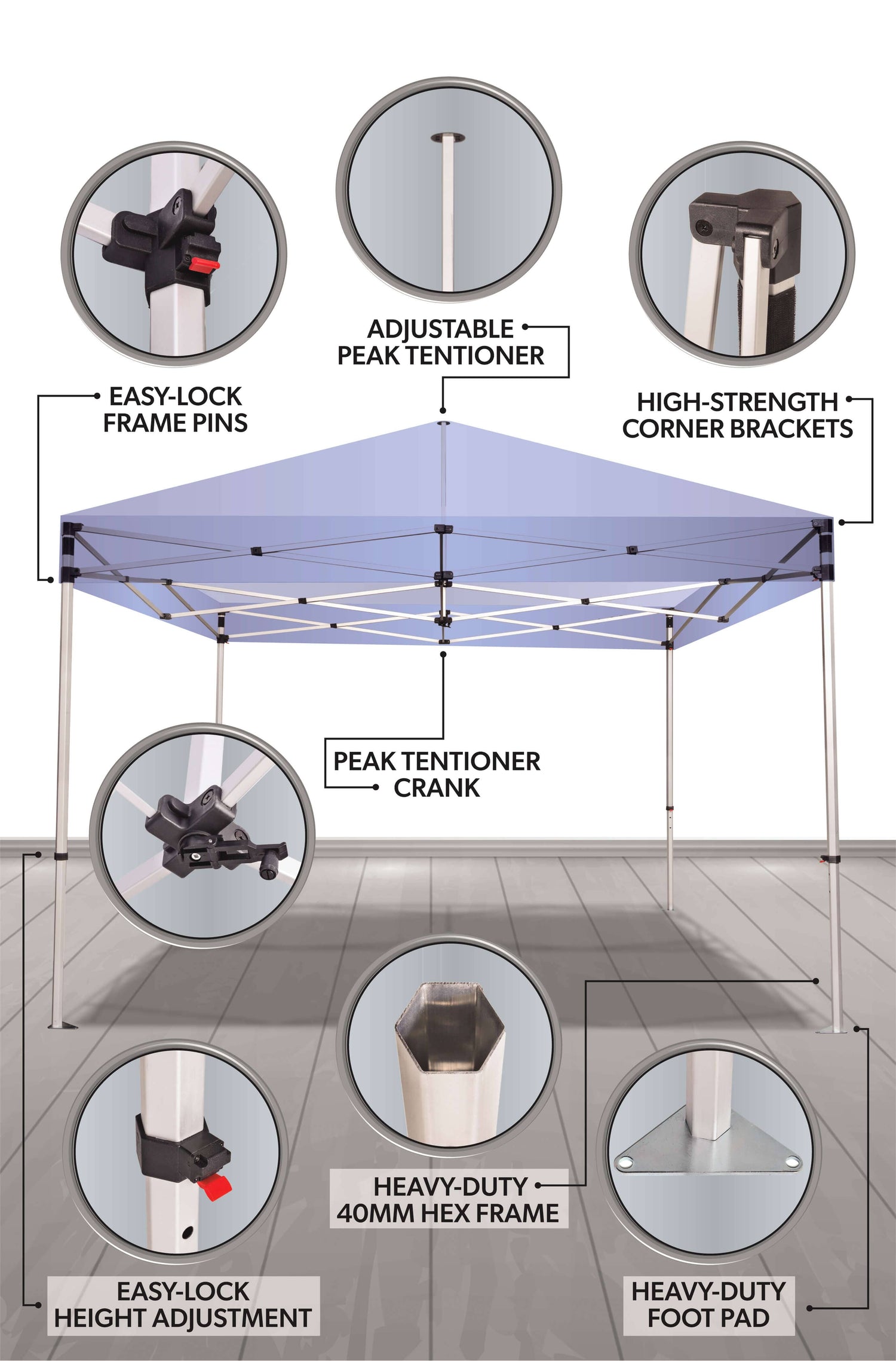Pop-Up Tent, Heavy-Duty Tent - 10ft x 10ft