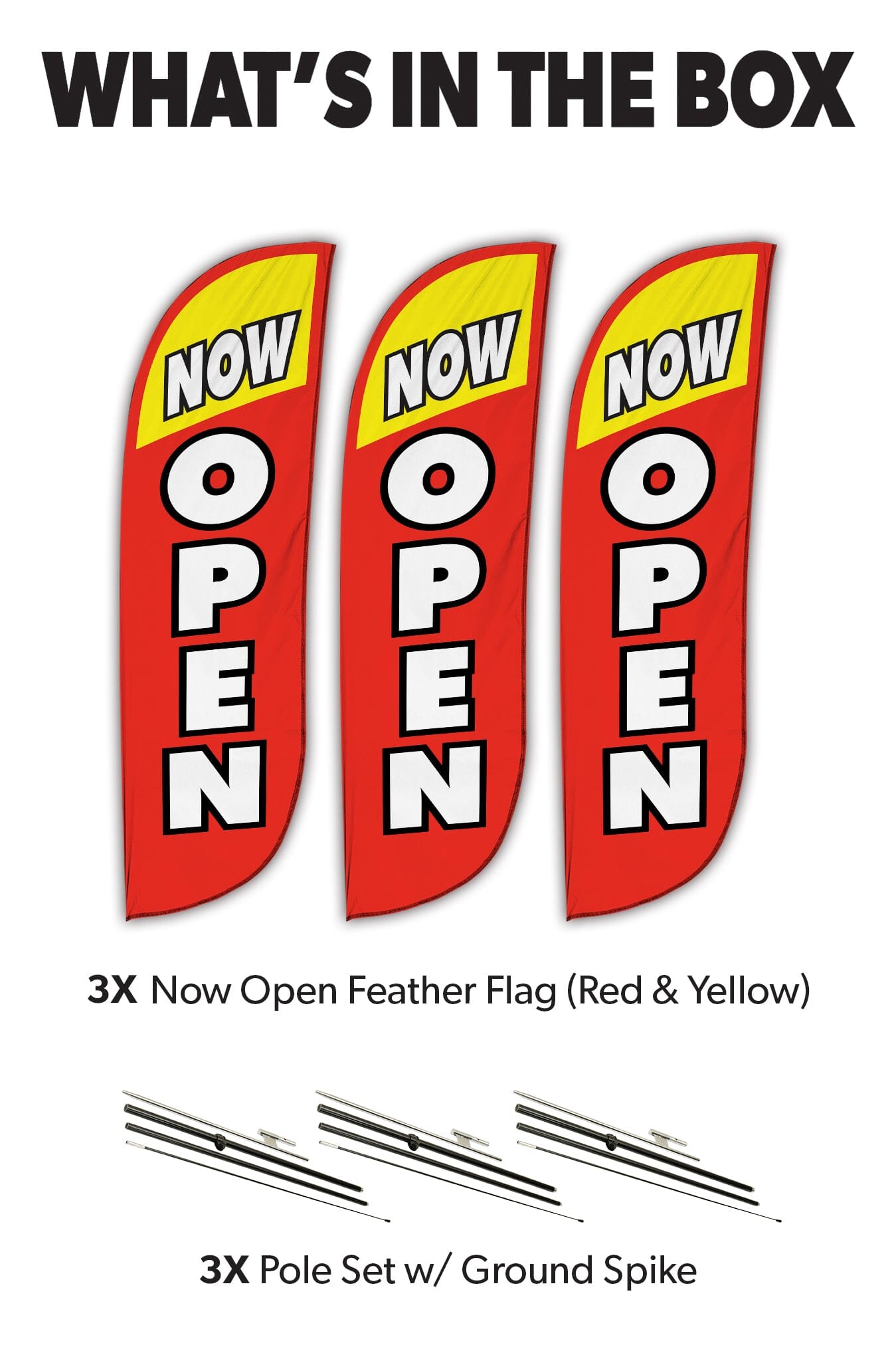 Now Open Feather Flag Pack w/ Ground Spike Pole Set – LookOurWay