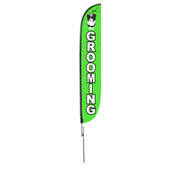 Pet Grooming Feather Flag Green 