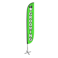 Pet Grooming Feather Flag Green 