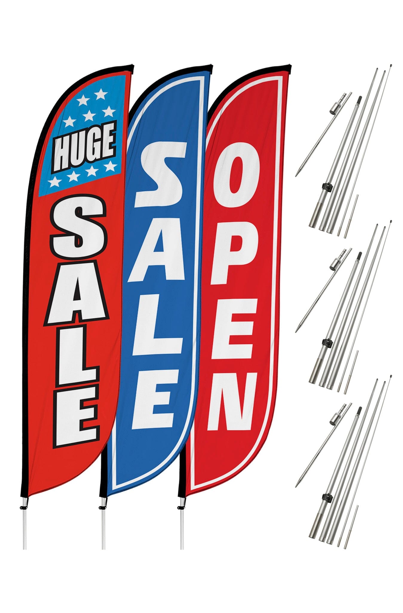 Sale Feather Flag Variety 3-Pack w/ Ground Spike Pole Set – LookOurWay