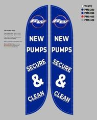 12ft RW "New Pumps Secure & Clean" Double Sided Feather Flag 10M1200397