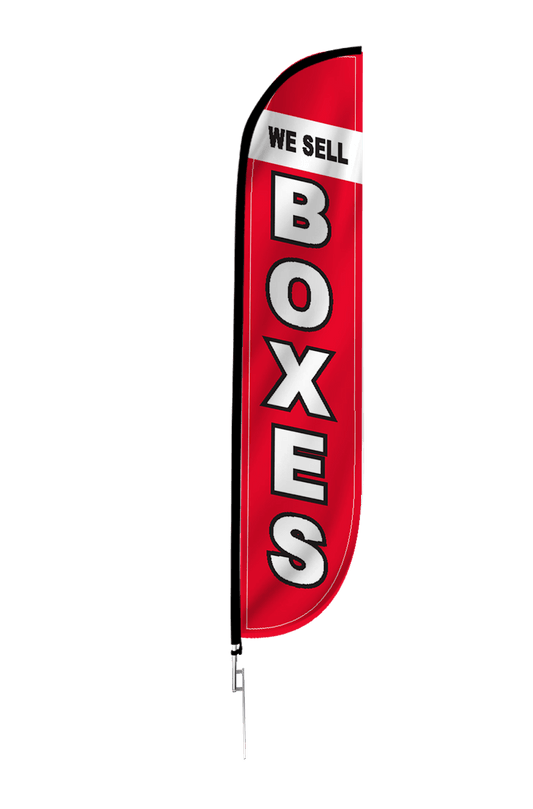 We Sell Boxes Feather Flag Red 