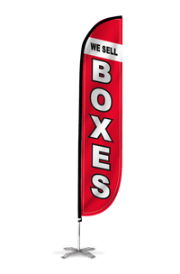 We Sell Boxes Feather Flag Red 
