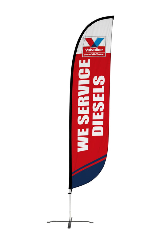 12ft Valvoline "We Service Diesels" Double Side Feather Flag 